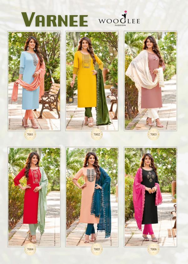 Wooglee Varnee Festive Wear Rayon Designer Readymade Suit